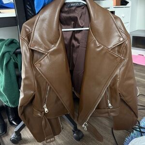 Princess Polly Brown Faux Leather Jacket